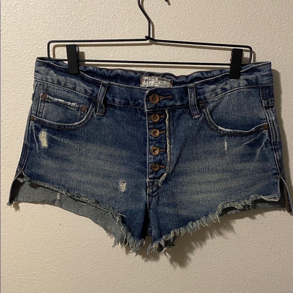 Free People Distressed Button Fly Denim Shorts size 27
